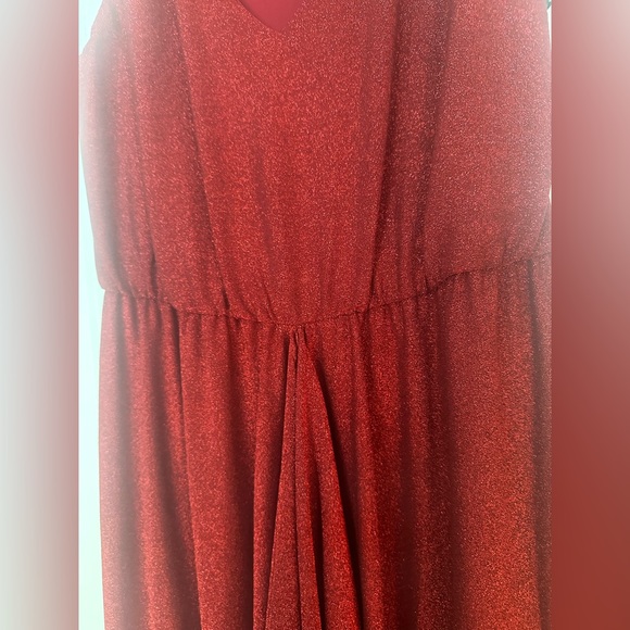 Red Calvin Klein Glitter Knit Runched Dress, NWT! - Picture 3 of 7